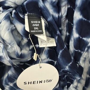 SHEIN Curve Navy Tie-Dye Blouse 2XL